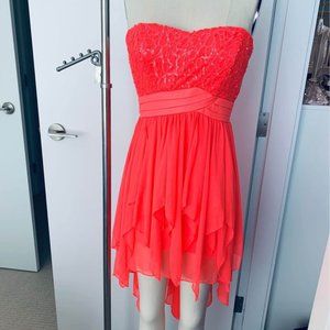 NEW Sequin Dress Coral Pink Fuchsia Flowy Schiffon/Prom/Wedding/Events/Small, XS